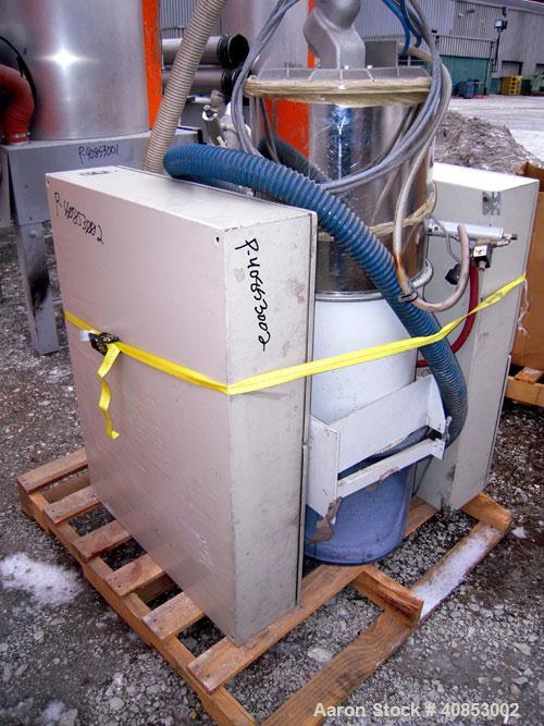 Used Motan Drying System consisting of: (1) Motan central system dehumidifyng dryer, model MXS1200, approximately 1200 cfm, 3/60/480 volt. (4) Motan model DE1600ETA Process Insulated LuxorBins, alumi...