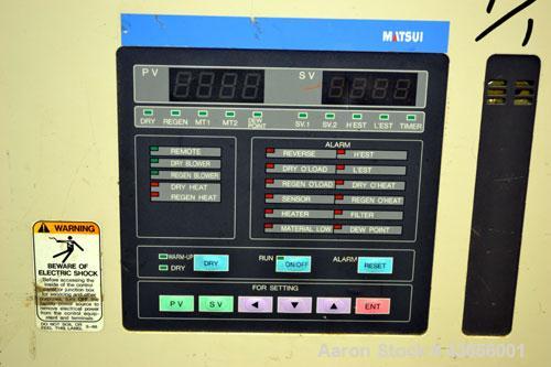 Used Matsui Dehumidifying Dryer, Model DMZ-40. Approximately 23 cfm. Includes a Matsui Jet Loader, model JL-4VCII, serial #B031, approximately 99 cfm; (1) drying hopper with loader, and a Matsui Jet ...