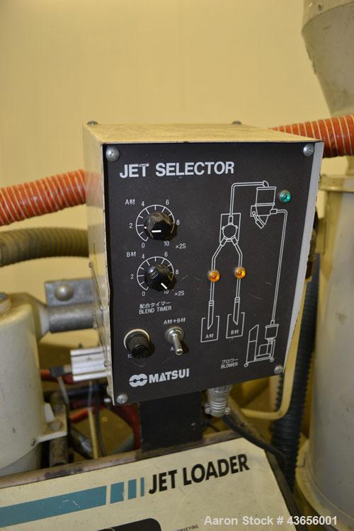 Used Matsui Dehumidifying Dryer, Model DMZ-40. Approximately 23 cfm. Includes a Matsui Jet Loader, model JL-4VCII, serial #B031, approximately 99 cfm; (1) drying hopper with loader, and a Matsui Jet ...
