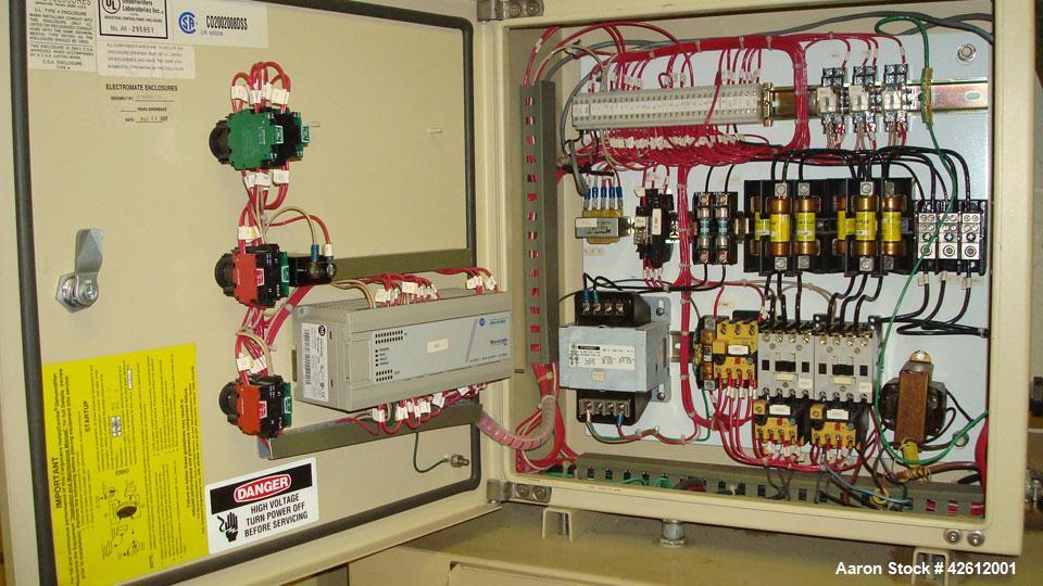 Used Munters HCD-1125-EA Desiccant Dehumidifier Dryer. Flow rate of 600 to 2250 scfm. Nominal moisture removal is 30 lbs/hour @ 75 deg F, 50% relative humidity @ 1125 scfm. Unit has 37,987 hours. Vol...