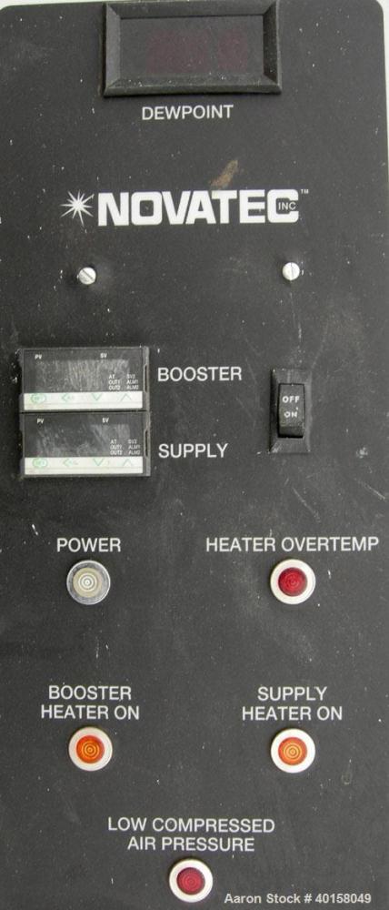 Used Novatec Nova Drier non-desiccant resin dryer, model N-25. Throughput capacity 25 pounds an hour, 5.7 scfm. Constant -40 deg or lower dewpoint process air in less than 4 minutes. Standard process...
