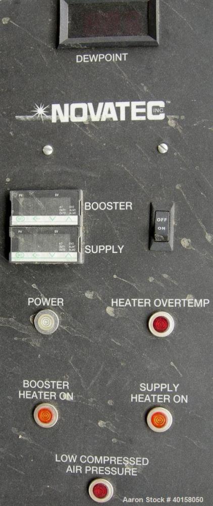 Used Novatec Nova Drier non-desiccant resin dryer, model N-25. Throughput capacity 25 pounds an hour, 5.7 scfm. Constant -40 deg or lower dewpoint process air in less than 4 minutes. Standard process...