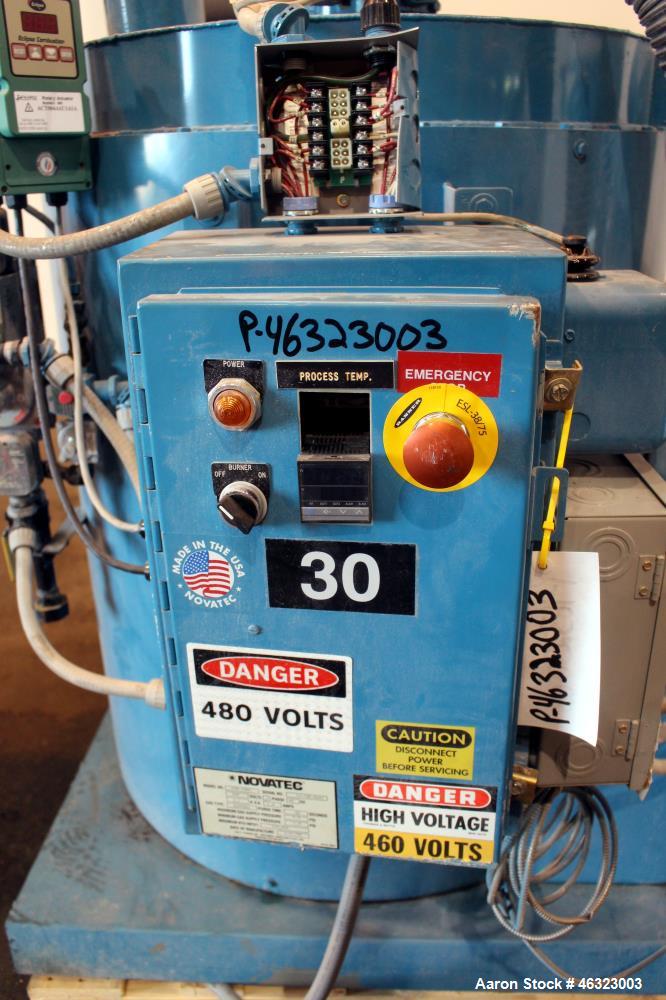 Used Novatec Dessicant Drying System, Carbon Steel. Consisting of (1) Novatec dual tower desiccant bed dryer, model CDM-1000, serial #12-708-0294, 1000 CFM, includes blower, cooling coil, two stage f...