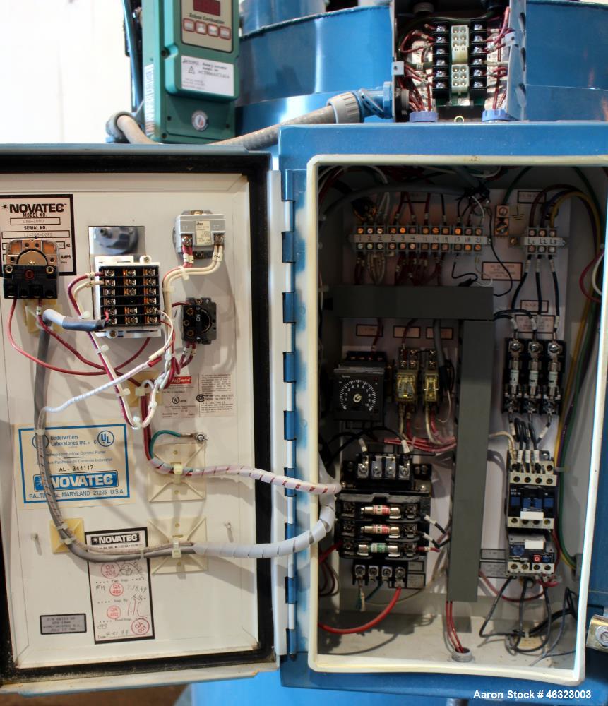 Used Novatec Dessicant Drying System, Carbon Steel. Consisting of (1) Novatec dual tower desiccant bed dryer, model CDM-1000, serial #12-708-0294, 1000 CFM, includes blower, cooling coil, two stage f...