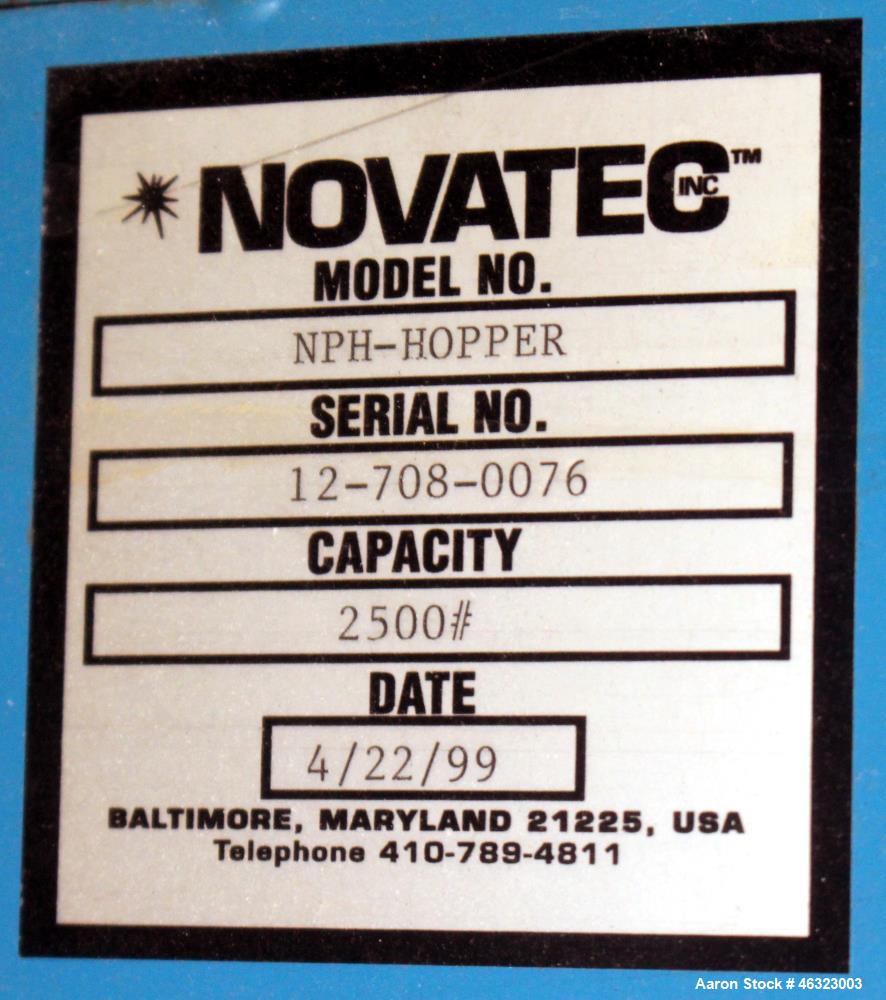 Used Novatec Dessicant Drying System, Carbon Steel. Consisting of (1) Novatec dual tower desiccant bed dryer, model CDM-1000, serial #12-708-0294, 1000 CFM, includes blower, cooling coil, two stage f...