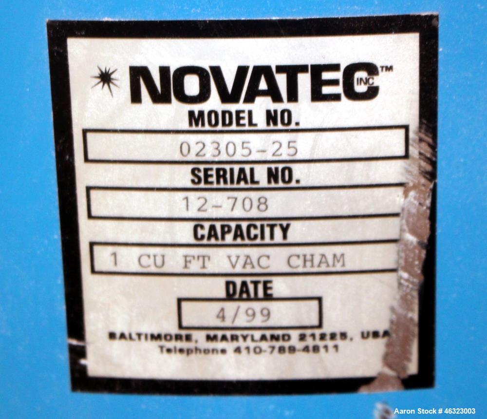 Used Novatec Dessicant Drying System, Carbon Steel. Consisting of (1) Novatec dual tower desiccant bed dryer, model CDM-1000, serial #12-708-0294, 1000 CFM, includes blower, cooling coil, two stage f...