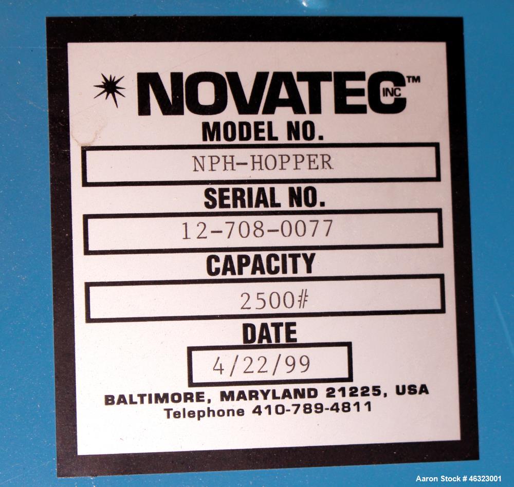 Used Novatec Dessicant Drying System, Carbon Steel. Consisting of (1) Novatec dual tower desiccant bed dryer, model CDM-750, serial #12-798-0296, 750 CFM. Includes blower, cooling coil, two stage fil...