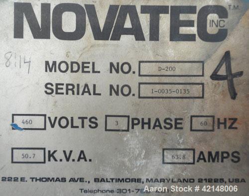 Used Novatec Dessicant Dryer, Model D-200. Process cfm 200. 3/60/460 volts, 50.7 kva, 63.8 amps.
