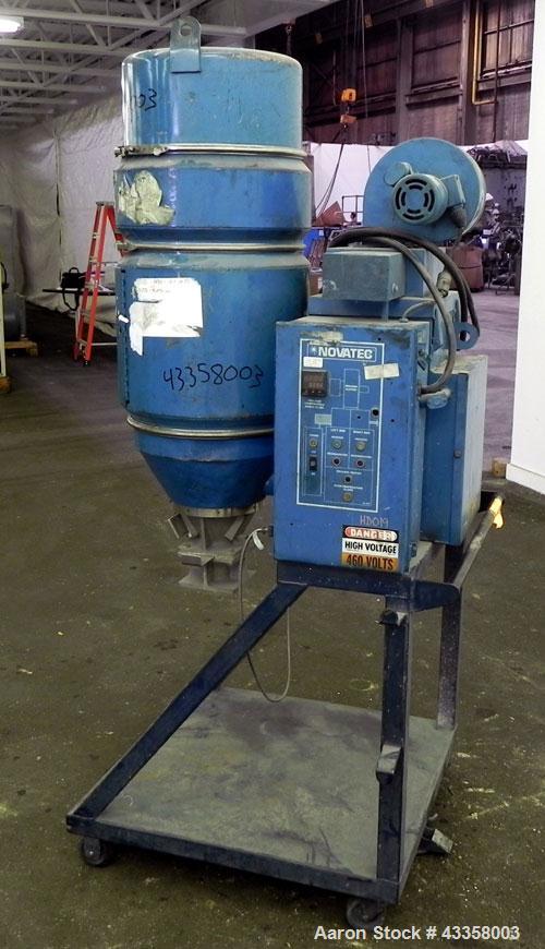 Used Novatec Micro Resin Dryer, Model MD-15. Throughput capacity 15 pounds an hour, 15 cfm. Constant -40 deg. Standard process temperature 275 degrees F. 1/60/460 volt, 2.3 kva, 5 amps. Unit includes...