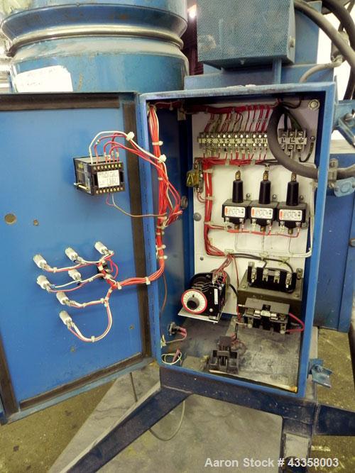 Used Novatec Micro Resin Dryer, Model MD-15. Throughput capacity 15 pounds an hour, 15 cfm. Constant -40 deg. Standard process temperature 275 degrees F. 1/60/460 volt, 2.3 kva, 5 amps. Unit includes...