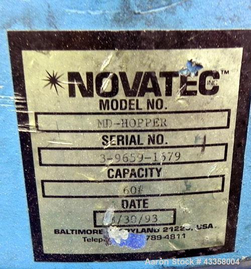 Used Novatec Micro Resin Dryer, Model MD-15. Throughput capacity 15 pounds an hour, 15 cfm. Constant -40 deg. Standard process temperature 275 degrees F. 1/60/460 volt, 2.3 kva, 4.8 amps. Unit includ...