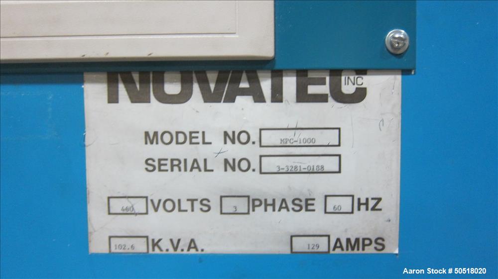 Used-Novatec Dryer Model MPC-1000, SN 3-3281-0188, 460 Volt, 3 Phase, 60 Hz, 129 Amps. Siemens Simatic Touch Screen Control ...