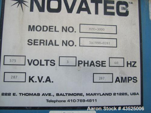 Used Novatech Dual Desiccant Hopper Dryer, Model MPC3000