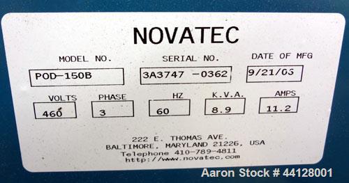Used Novatec POD Series Bulk Storage Silo Dryer, Model POD-150B, Carbon Steel. Airflow 150 cfm, dehumidifier outlet dewpoint -40 degrees F, desiccant pounds per tower 35.  3/60/460 volt, 8.9 kva, 11....