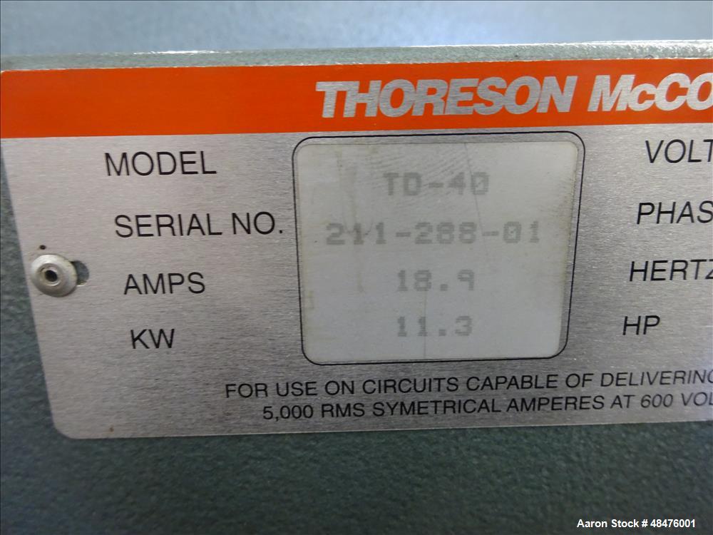 Used Thoreson-McCosh Thermal-D Rotarty Desiccant Dryer, Model TD-40