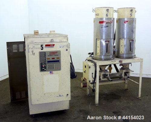 Used Thoreson McCosh Thermal-D Desiccant Dryer, Model TD 60, Carbon steel. Rated 60 CFM, 3/60/460 volt, 12 kw, 15.9 amps. Includes (2) 100# capacity hoppers mounted on a common frame.