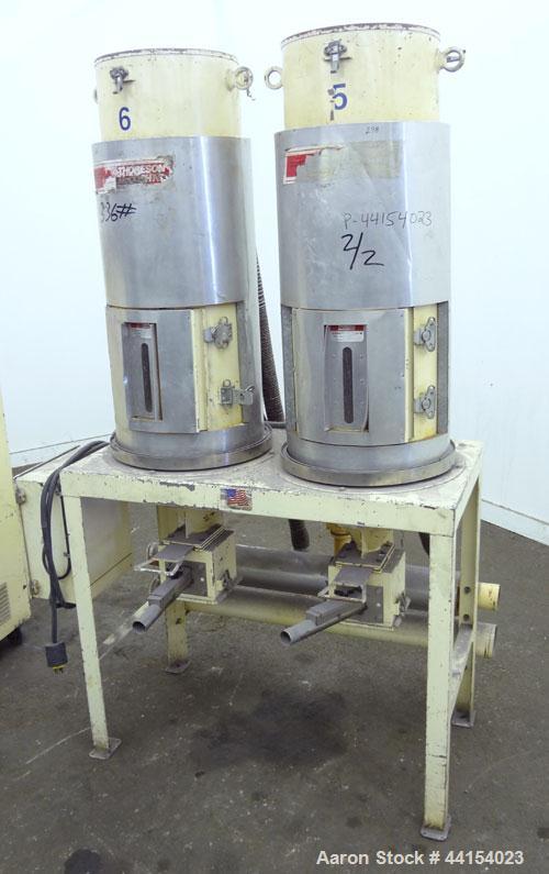 Used Thoreson McCosh Thermal-D Desiccant Dryer, Model TD 60, Carbon steel. Rated 60 CFM, 3/60/460 volt, 12 kw, 15.9 amps. Includes (2) 100# capacity hoppers mounted on a common frame.