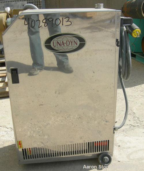 Used Una-Dyn Mini Dryer, model UDC-55. Solid absorption type. Approximately 55 cfm. 1/60/460 volt, 15 amp, 6.7 kva. Includes insulated drying hopper, carbon steel. 18" diameter x 20" straight side x ...