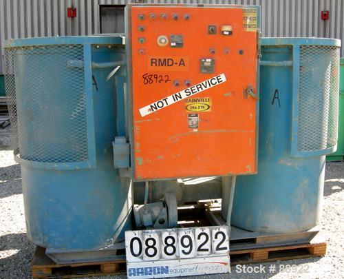 Used Unadyn Dehumidifier Dryer, Model DHD-10060. Dual desiccant beds. 2500 process CFM. 3/60/460 Volt. Includes a control panel, 5000 pound 2 section drying hopper and a cyclone.