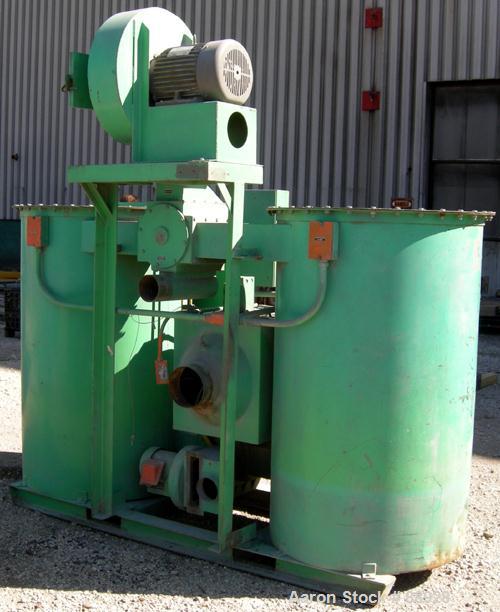 Used Unadyn Dehumidifier Dryer, Model DHD-50. Dual desiccant beds, 1250 process CFM, 3/60/460 Volt. Includes a control panel, 5000 pound 2 section drying hopper and a cyclone.