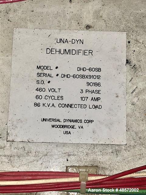 Used- Una-Dyn Solid Bed Desiccant Dryer, Model DHD-60SB