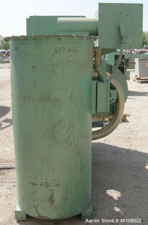 Used Unidyn model DHD25 dessicant dryer. 460 volt AC input, serial #DHD2585137. Includes insulated hopper, 54" O.D. X 100" straight side X 36" cone bottom. Approximate 150 cubic foot capacity.