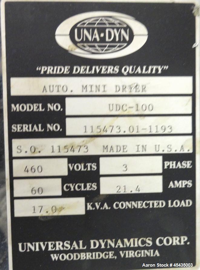 Used Una-Dyn Automatic Mini Dryer, Model UDC100