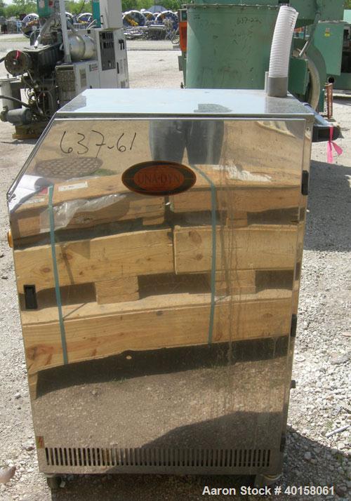Used Unadyn Automatic Mini Dryer, model UDC-150. Solid absorption type, dual desiccant beds. Approximately 180 to 250 deg F temperature range, 150 cfm. 3/60/460 volt, 25.5 amp, 20.3 kva.
