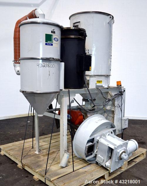 Used Una-Dyn Closed Circuit Crystallizer, Model XTLR-600, Carbon Steel. Approximate through-put 600 pounds per hour. Includes an insulated drying hopper, agitator arm assembly with motor, 5hp blower,...