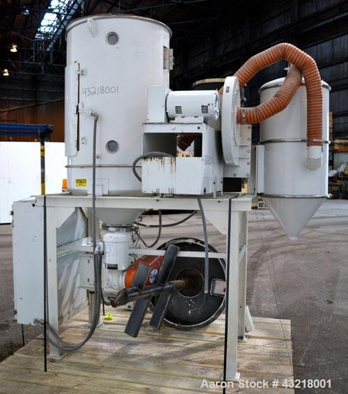 Used Una-Dyn Closed Circuit Crystallizer, Model XTLR-600, Carbon Steel. Approximate through-put 600 pounds per hour. Includes an insulated drying hopper, agitator arm assembly with motor, 5hp blower,...