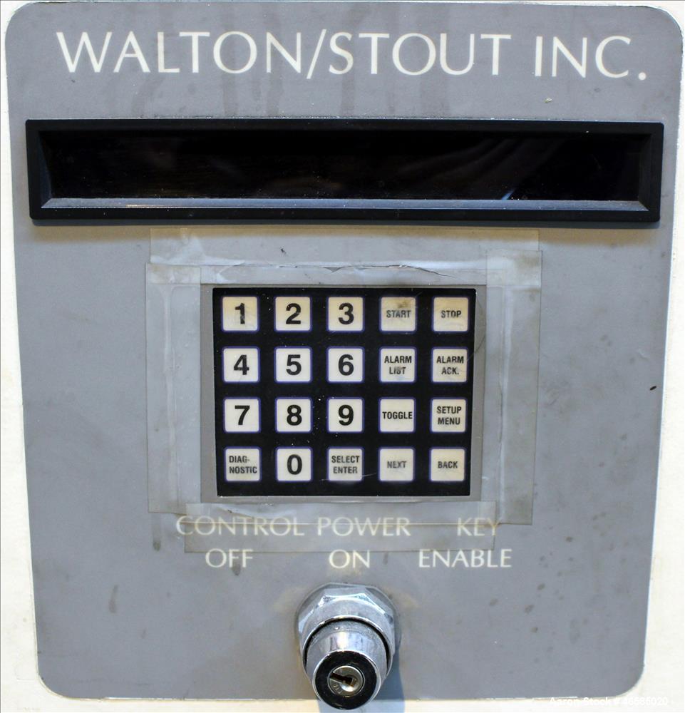 Used Walton Stout Dual Desiccant Dryer, Model WSD255, Carbon Steel. Approximately 255 CFM. Has 3 hp blower, .33 hp blower, filter, cooler, and control panel. 3/50/415 volt. Mounted on carbon steel fr...