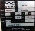 USED: AEC Whitlock WD Series dehumidifying dryer, model WD50FR. 3/60/460 volt, 50 cfm process air flow, 19 full load amps, 3/4 hp blower motor, 15.05 kva. Includes Level 1 controls. Mounted on caster...