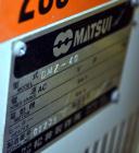 Used Matsui Dehumidifying Dryer, Model DMZ-40. Approximately 23 cfm. Includes a Matsui Jet Loader, model JL-4VCII, serial #B031, approximately 99 cfm; (1) drying hopper with loader, and a Matsui Jet ...