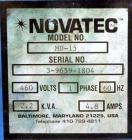 Used Novatec Micro Resin Dryer, Model MD-15. Throughput capacity 15 pounds an hour, 15 cfm. Constant -40 deg. Standard process temperature 275 degrees F. 1/60/460 volt, 2.3 kva, 4.8 amps. Unit includ...