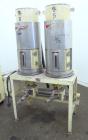 Used Thoreson McCosh Thermal-D Desiccant Dryer, Model TD 60, Carbon steel. Rated 60 CFM, 3/60/460 volt, 12 kw, 15.9 amps. Includes (2) 100# capacity hoppers mounted on a common frame.