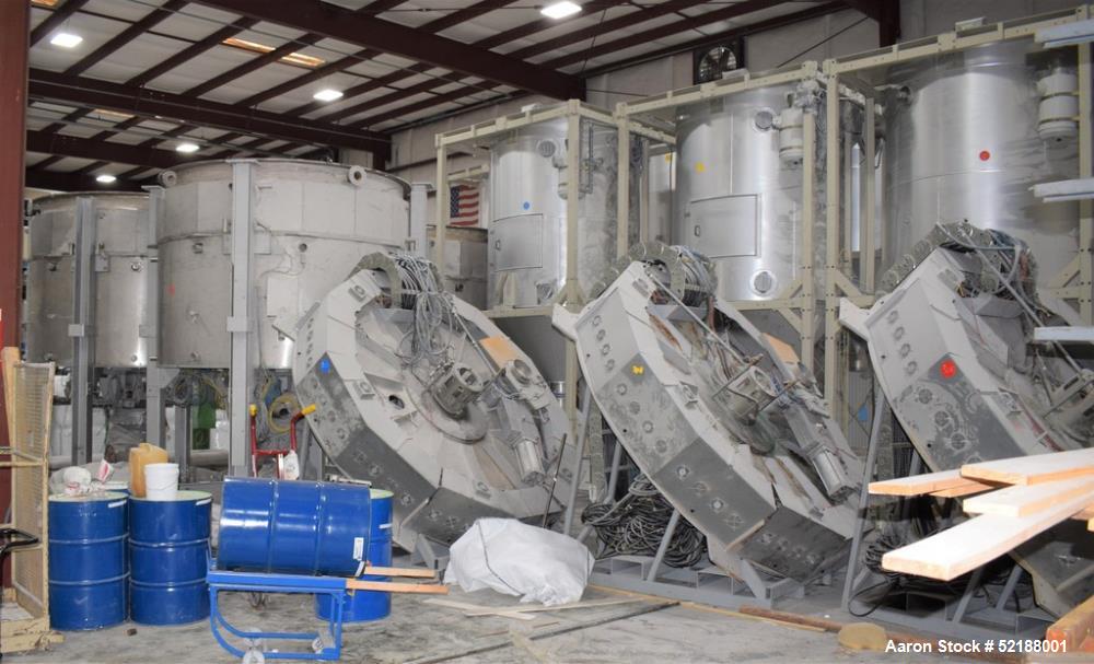 Used SB Plastics Machinery Continuous Infrared + Vacuum Systems Moby SSP Solid State Polycondensation Line, Type MOBY 1-6000.  Completely electric, crystallization is done in the reactor with the inf...