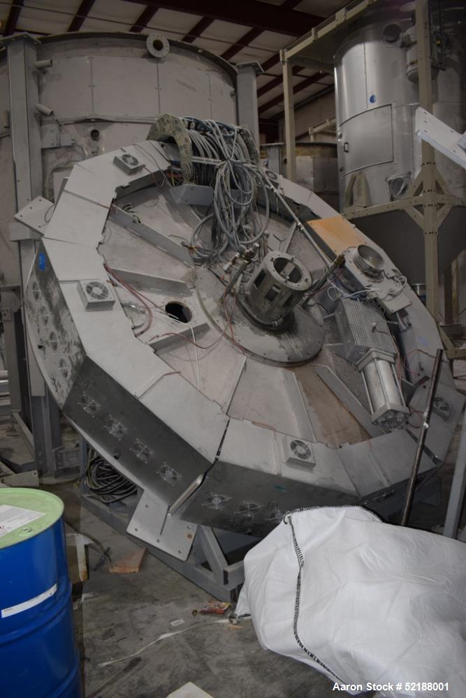 Used SB Plastics Machinery Continuous Infrared + Vacuum Systems Moby SSP Solid State Polycondensation Line, Type MOBY 1-6000.  Completely electric, crystallization is done in the reactor with the inf...