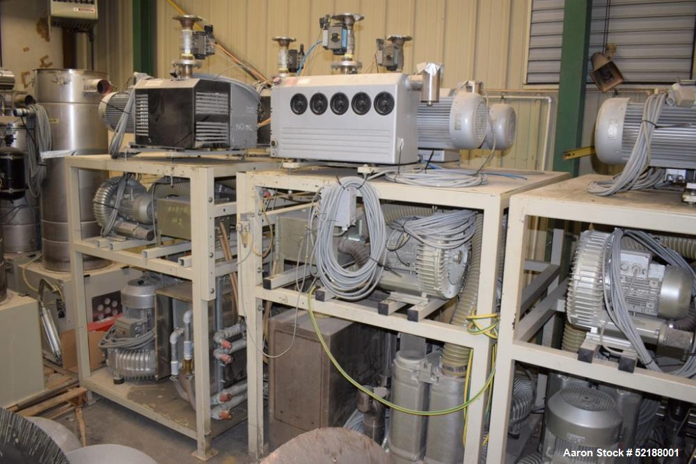 Used SB Plastics Machinery Continuous Infrared + Vacuum Systems Moby SSP Solid State Polycondensation Line, Type MOBY 1-6000.  Completely electric, crystallization is done in the reactor with the inf...