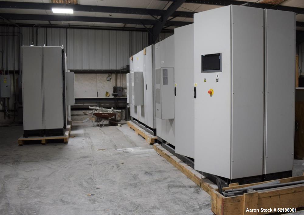Used SB Plastics Machinery Continuous Infrared + Vacuum Systems Moby SSP Solid State Polycondensation Line, Type MOBY 1-6000.  Completely electric, crystallization is done in the reactor with the inf...