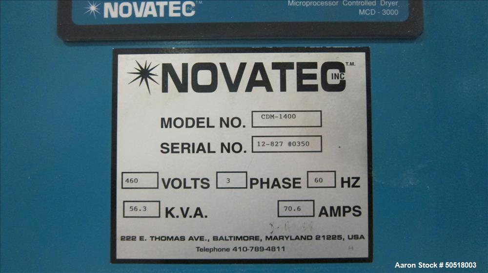 Used- Novatec Dryer Model CDM 1400.