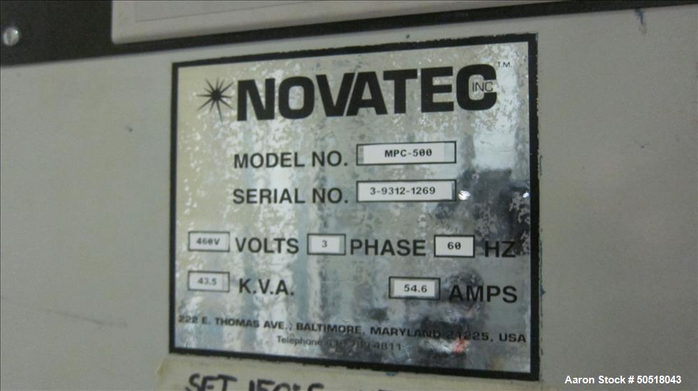 Used- Novatec Dryer, Model MPC-500.