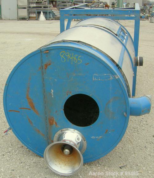 USED: Thorsen McCosh drying hopper, carbon steel. Approximate 42" diameter x 86" straight side. Removable top, coned bottom. Mounted on 4 legs.