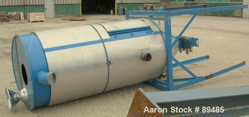 USED: Thorsen McCosh drying hopper, carbon steel. Approximate 42" diameter x 86" straight side. Removable top, coned bottom. Mounted on 4 legs.