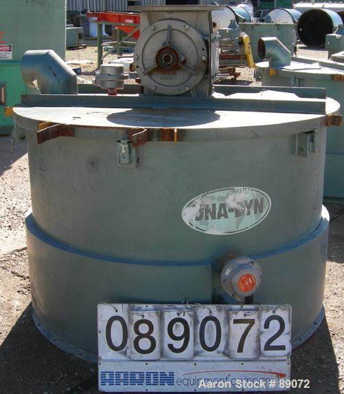 USED: Unadyn 5000# drying hopper, model 2P11, carbon steel. 2 bolt together sections, (1) top section 60" diameter x 42" straight side, (1) bottom section 60" diameter x 60" straight side x 36" coned...