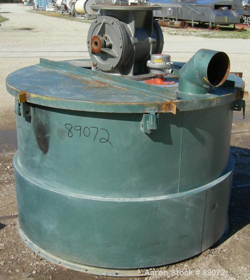 USED: Unadyn 5000# drying hopper, model 2P11, carbon steel. 2 bolt together sections, (1) top section 60" diameter x 42" straight side, (1) bottom section 60" diameter x 60" straight side x 36" coned...