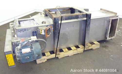 Used Carter Day Spin-Away Spin Dryer, Model DBA2, 304 Stainless Steel. Driven by a 5hp, 3/60/230/460 volt, 1730 rpm motor. Includes an Agglomerate unit, model AU200, and a carbon steel stand.