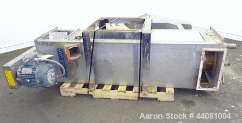 Used Carter Day Spin-Away Spin Dryer, Model DBA2, 304 Stainless Steel. Driven by a 5hp, 3/60/230/460 volt, 1730 rpm motor. Includes an Agglomerate unit, model AU200, and a carbon steel stand.