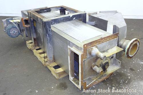 Used Carter Day Spin-Away Spin Dryer, Model DBA2, 304 Stainless Steel. Driven by a 5hp, 3/60/230/460 volt, 1730 rpm motor. Includes an Agglomerate unit, model AU200, and a carbon steel stand.