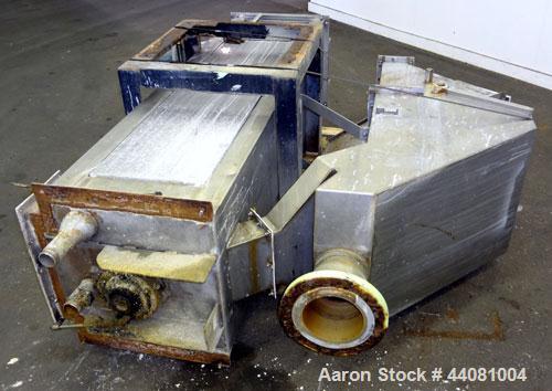 Used Carter Day Spin-Away Spin Dryer, Model DBA2, 304 Stainless Steel. Driven by a 5hp, 3/60/230/460 volt, 1730 rpm motor. Includes an Agglomerate unit, model AU200, and a carbon steel stand.