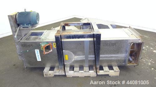 Used Carter Day Spin-Away Spin Dryer, Model DBA2, 304 Stainless Steel. Driven by a 5hp, 3/60/230/460 volt, 1715 rpm motor. Includes an Agglomerate unit, model AU200, and a carbon steel stand.